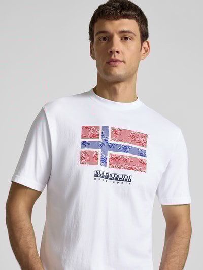 Napapijri T-Shirt mit Label-Print Modell 'DRAPEAU' Weiss 3