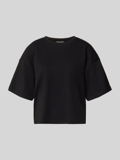 Produktfoto, Oversized T-Shirt aus reiner Baumwolle von s.Oliver RED LABEL, unifarbenes schwarzes Jersey, kurze Ärmel, Rundhalsausschnitt