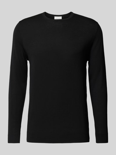 Profuomo Gebreide pullover met ribboorden Zwart - 2