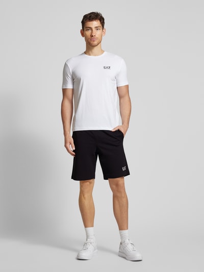 EA7 Emporio Armani Sweatshorts met labelprint Zwart - 1