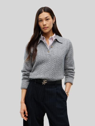 Tommy Hilfiger Poloshirt aus Woll-Mix mit Seide-Anteil Dunkelgrau 4