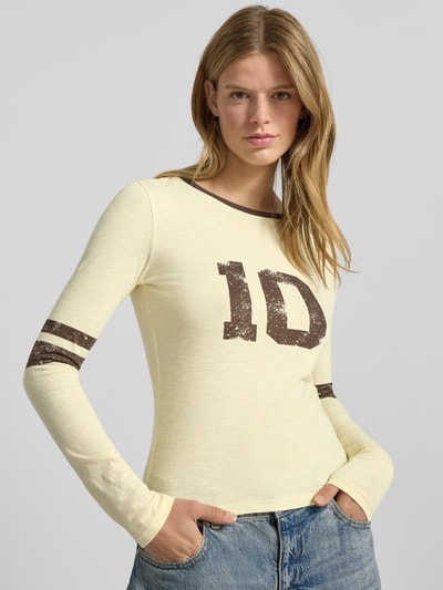 Review Bluzka z długim rękawem z dekoltem okrągłym Pastelowy żółty 3