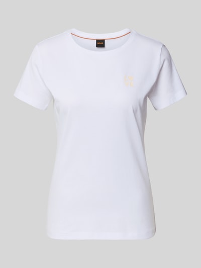 Produktfoto, Regular Fit T-Shirt aus reiner Baumwolle Modell 'C_ELOVE_1' von BOSS Orange, efekt: jednolity kolor, dżersej, aplikacja z wyhaftowanym logo i motywem, okrągły dekolt, krótki rękaw