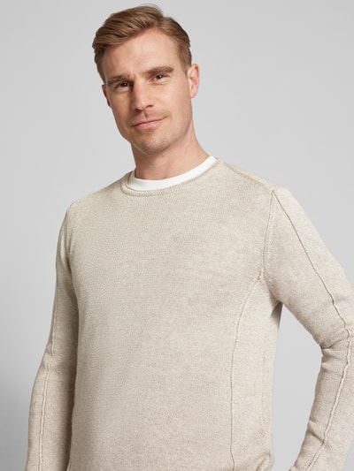 GABBA Sweter z dzianiny z efektem melanżu model ‘Lima Port’ Beżowy 3