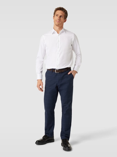 Christian Berg Men Stoffen broek met ruitmotief Marineblauw - 1