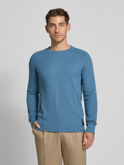 Tom Tailor Denim Regular fit shirt met lange mouwen en wafelstructuur Jeansblauw - 4