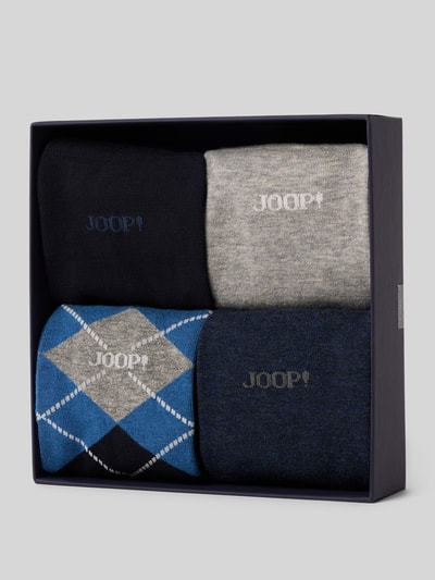 JOOP! Collection Regular fit sokken van wolmix in een set van 4 paar, model 'Essentials' Marineblauw - 3