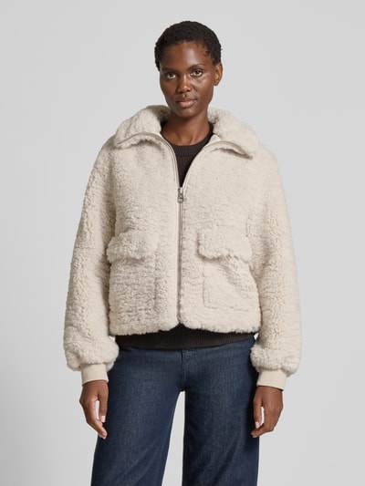 Marc O'Polo Boxy fit jack van teddybont met klepzakken Offwhite - 4