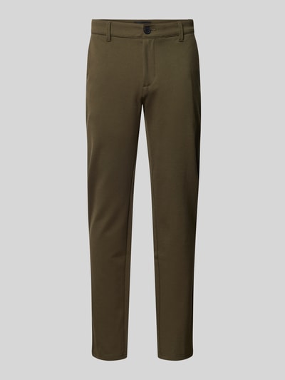 Blend Slim fit broek met elastische band, model 'Langford' Olijfgroen - 2
