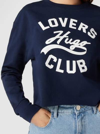 HUGO Sweatshirt met print, model 'Desendra' Marineblauw - 3