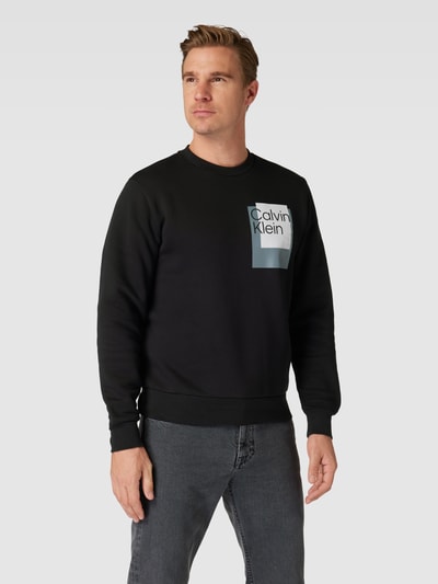 CK Calvin Klein Sweatshirt met labelprint, model 'OVERLAY BOX' Zwart - 4