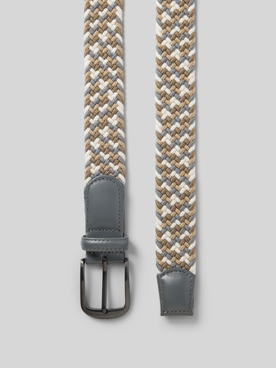 Produktfoto, Bandgürtel in Flecht-Optik mit Dornschließe von MCNEAL, Beige-Grau-Creme, Material-Mix mit Leder-Anteil, Breite 3 cm
