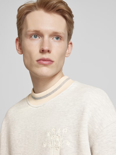 BLKVIS Gebreide pullover met motiefstitching, model 'VASO' Lichtgrijs gemêleerd - 3