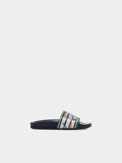 VETEMENTS Slides aus Leder Blau 3
