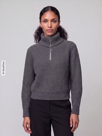 Weekend Max Mara Regular Fit Pullover aus reiner Schurwolle Modell 'LASER' Anthrazit 4