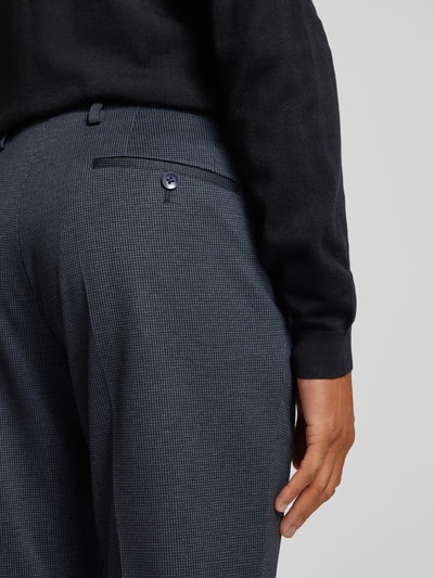 Roy Robson Regular fit pantalon met paspelzakken aan de achterkant, model 'Jersey' Donkerblauw - 3