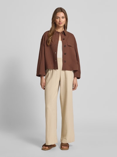 Vila Leinenhose mit elastischem Bund Modell 'JOLANDA' Sand 1