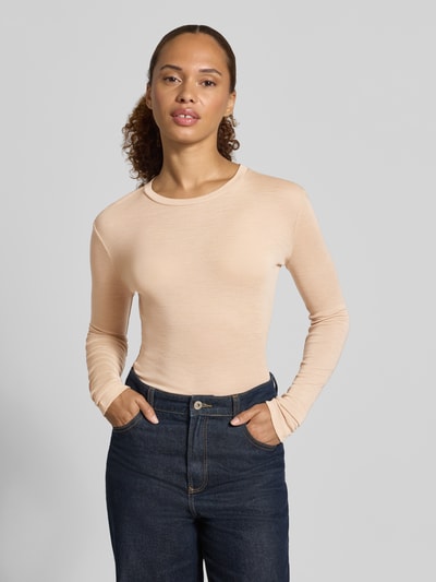 Weekend Max Mara bluzka z długim rękawem o kroju slim fit z mieszanki wełny i jedwabiu model 'PATTO' Szarobrązowy 4
