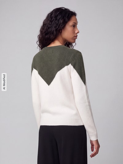 VERO MODA sweter krój regular fit z dodatkiem wełny model 'PLAZA' Ciemnozielony 5