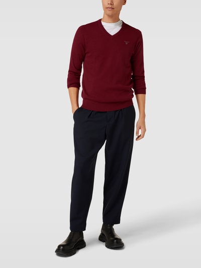 Gant Strickpullover mit Label-Stitching Bordeaux 1