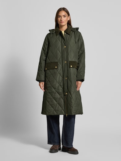 Barbour Regular Fit Steppmantel mit abnehmbarer Kapuze Modell 'MEREDITH' Oliv 4