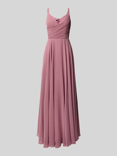 Laona Abendkleid mit Raffungen und V-Ausschnitt Altrosa 2