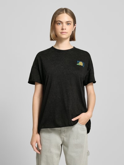 Only T-shirt o kroju oversized z czystej bawełny model ‘RIE LIFE’ Metaliczny czarny 4