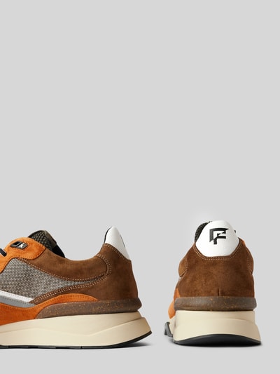 Floris Van Bommel Leren sneakers met labelpatch, model 'De Zager' Cognac - 2