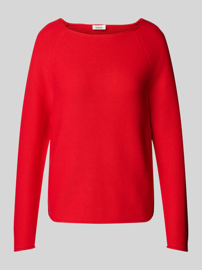 s.Oliver RED LABEL Regular Fit Strickpullover aus Baumwoll-Mix mit Raglanärmeln Rot 2