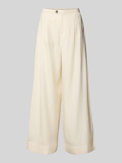 Selected Femme Wide Leg Bundfaltenhose aus Lyocell-Leinen-Mix Modell 'NATUK' Offwhite 2