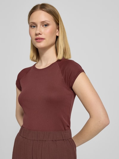 JAKE*S STUDIO WOMAN T-shirt met geribde ronde hals Roestrood - 3