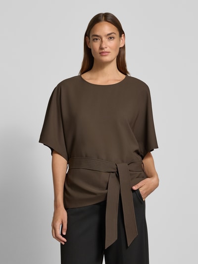 MOS MOSH Blouseshirt met strikceintuur, model 'Rikala Miley' Chocoladebruin - 4