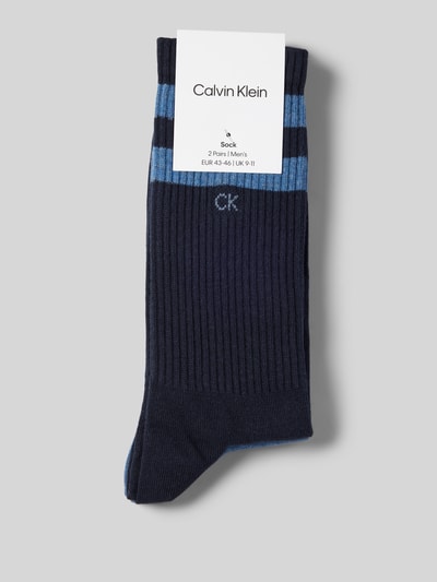 CK Calvin Klein Socken mit Label-Print im 2er-Pack Blau Melange 3