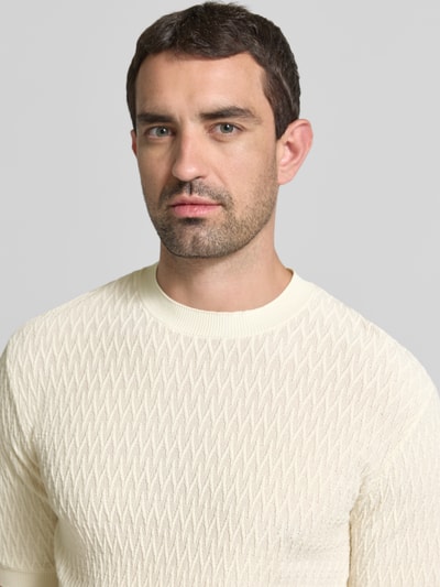 Emporio Armani Slim Fit T-Shirt in Strick-Optik Offwhite 3
