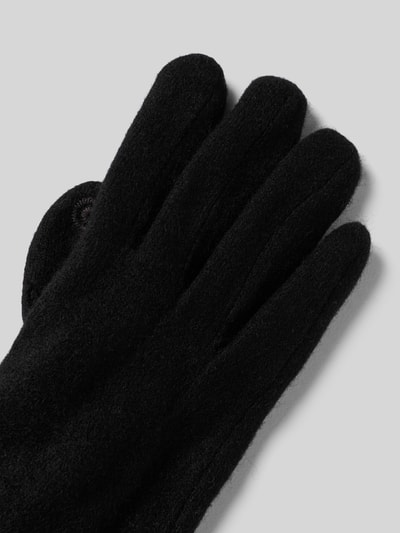 EEM Slim Fit Handschuhe aus Woll-Mix mit Kunstfellbesatz Black 3