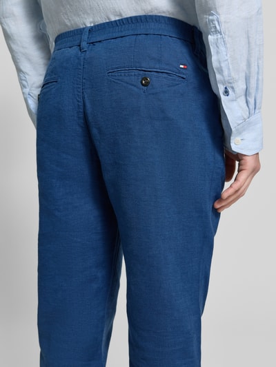 Tommy Hilfiger Regular Fit Leinenhose mit Logo-Stitching Modell 'Denton' Blau 3
