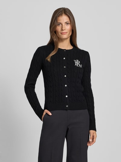 Lauren Ralph Lauren Kurtka z dzianiny ze ściegiem warkoczowym i wyhaftowanym logo model ‘RALHAN’ Czarny 4