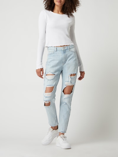 Review Skinny mom fit jeans van katoen  Bleu - 1