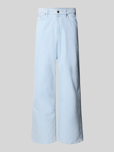 Produktfoto, Loose Fit Jeans mit Kontrastnähten von KARL KANI in lichtblau, 5-Pocket-Design, sichtbare Kontrastnähte, strukturierte Baumwolle.