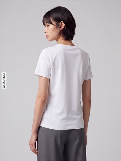 Tom Tailor Regular Fit T-Shirt aus reiner Baumwolle Modell 'LOS' Weiss 5