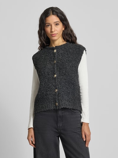 VILLA SOPHIE Loose fit mouwloos vest met mohair, model 'VIOLA' Antraciet - 4