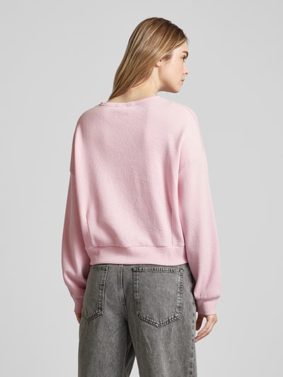 QS Oversized sweatshirt met structuurpatroon, model 'Bubble' Roze - 5