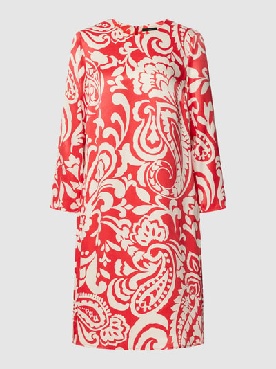 Oui Knielange jurk van viscose met all-over motief Rood - 2