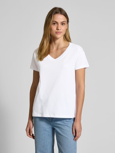 ARMANI EXCHANGE T-Shirt mit geripptem V-Ausschnitt Weiss 4