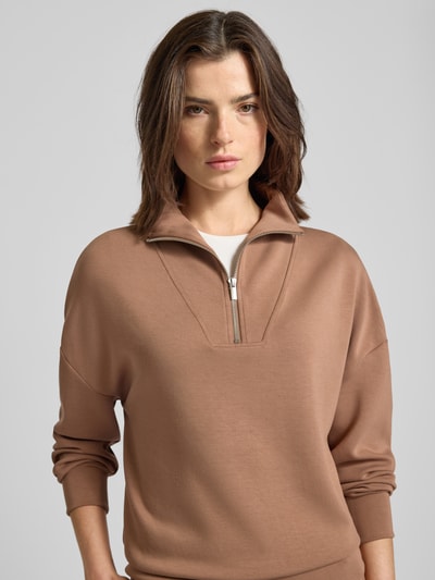Fynch-Hatton Oversized Sweatshirt mit Troyer-Kragen Hellbraun 3