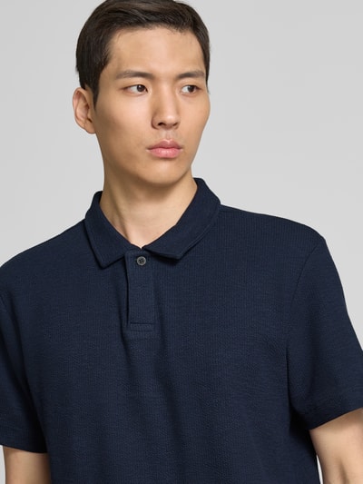 Tom Tailor Regular Fit Ripp Poloshirt mit Stretch-Anteil Marine 3