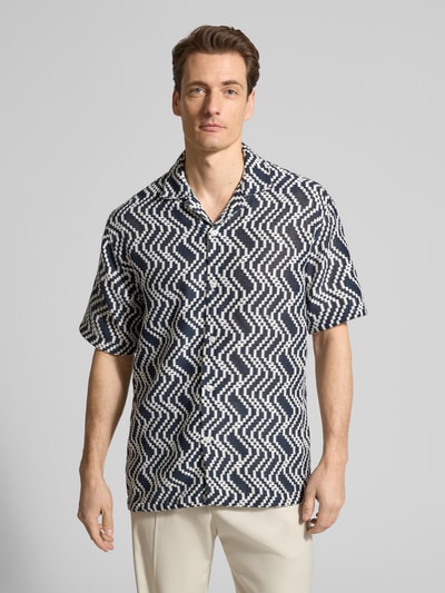 MCNEAL Regular Fit Freizeithemd im Allover-Look Dunkelblau 4