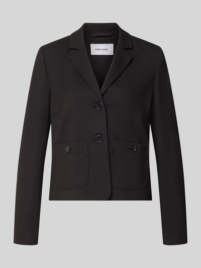 Produktfoto, Blazer aus Viskose-Mix mit Reverskragen von MORE & MORE in Schwarz, tailliert, elastisch, 2-Knopfleiste, aufgesetzte Taschen