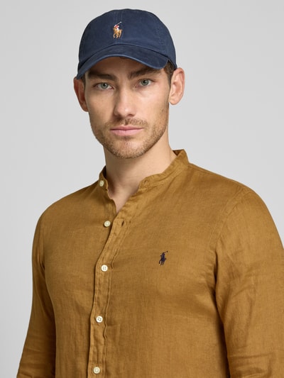 Polo Ralph Lauren Slim Fit Leinenhemd mit Stehkragen Dunkelbraun 3