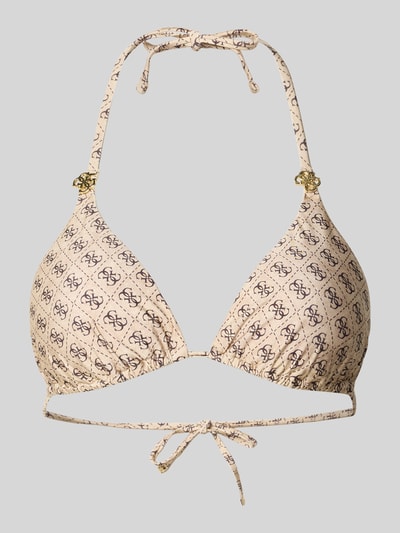 GUESS Bikini-Oberteil mit Allover-Logo-Print Beige 1